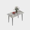 Kitchen Dining Table Rectangular Modern Sintered Stone Marble Effect Table Top with Tapered Metal Legs - Image 2